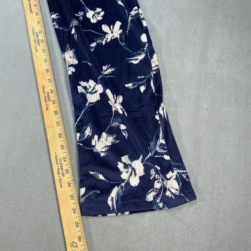 Nicole Miller Women's Soft 2pc Stretch Ribbed Pj Set , Navy Floral  NWT Size Med